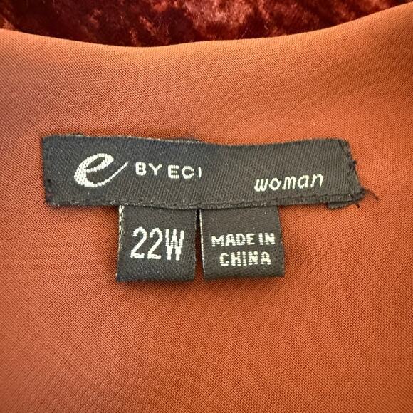 E by ECI Velvet Embroidered Top | Beaded Detail Boho Holiday Blouse | 22W - Picture 4 of 9